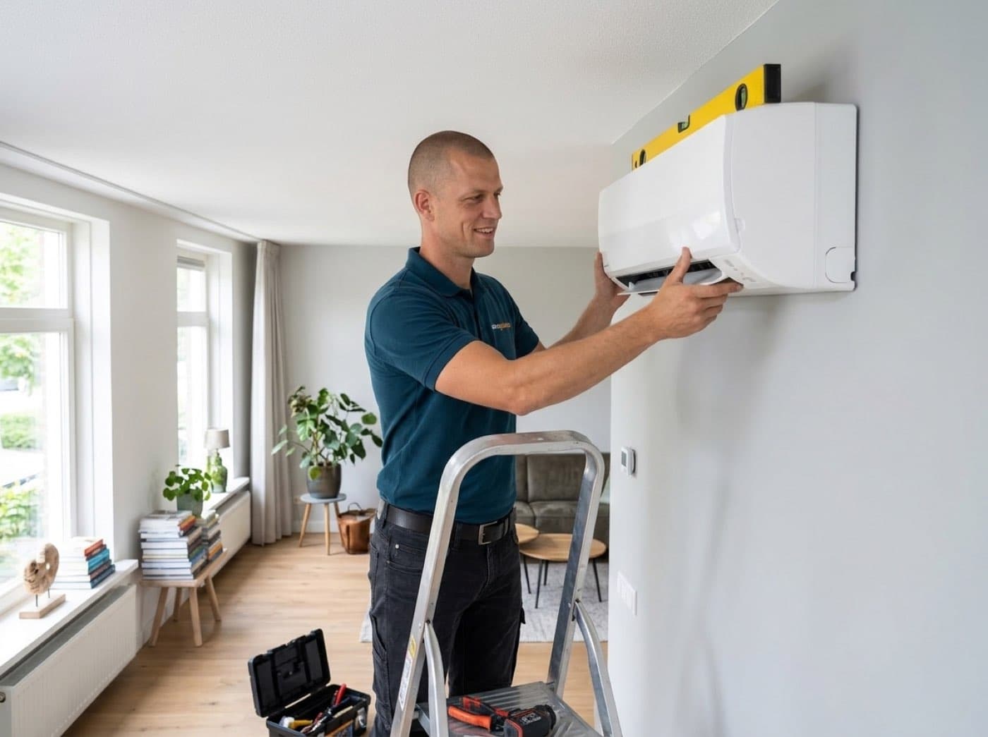 Rick van Aircoplaatsers plaatst een Mitsubishi Electric split-airco